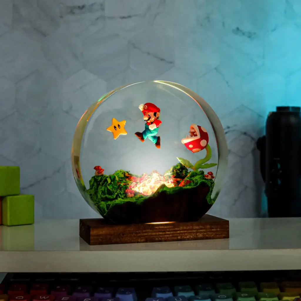 Circular Super Mario Resin Lamp