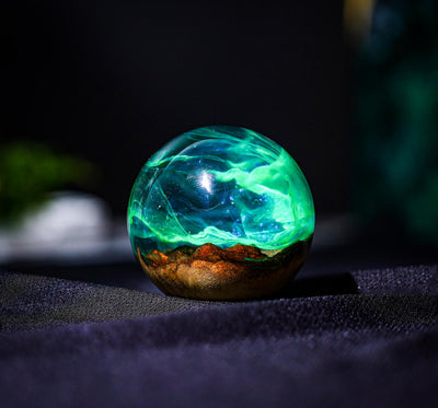 Aurora Borealis Resin Epoxy Paperweight