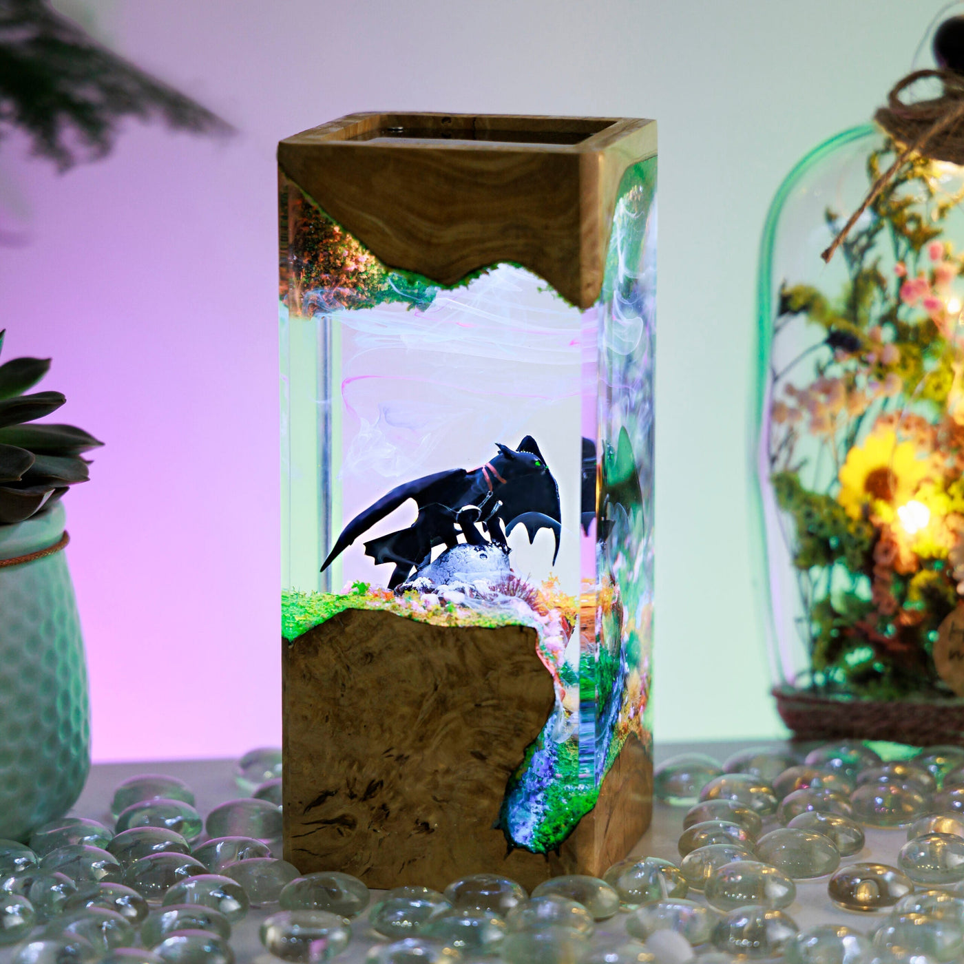 Black Dragon Resin Diorama Lamp Ver 2