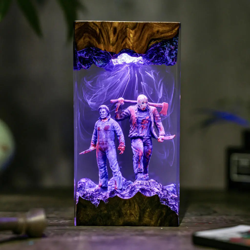 Michael & Jason Halloween Resin Lamp
