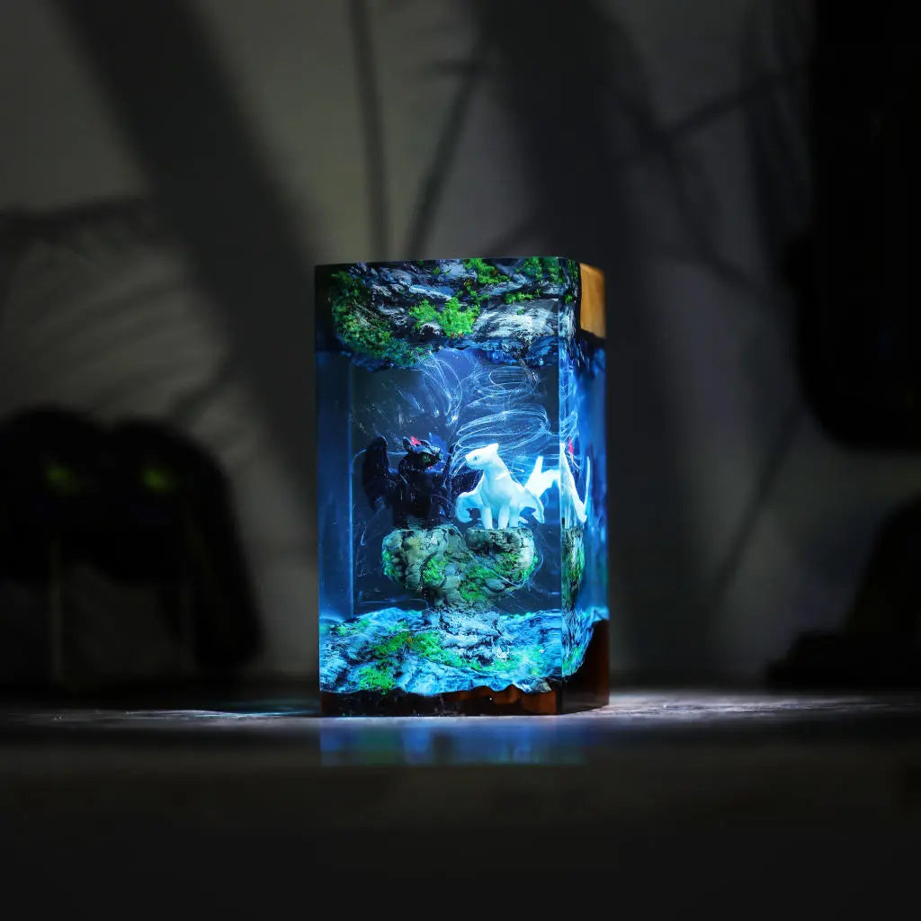 Toothless and Light Fury Resin Lamp Ver 5