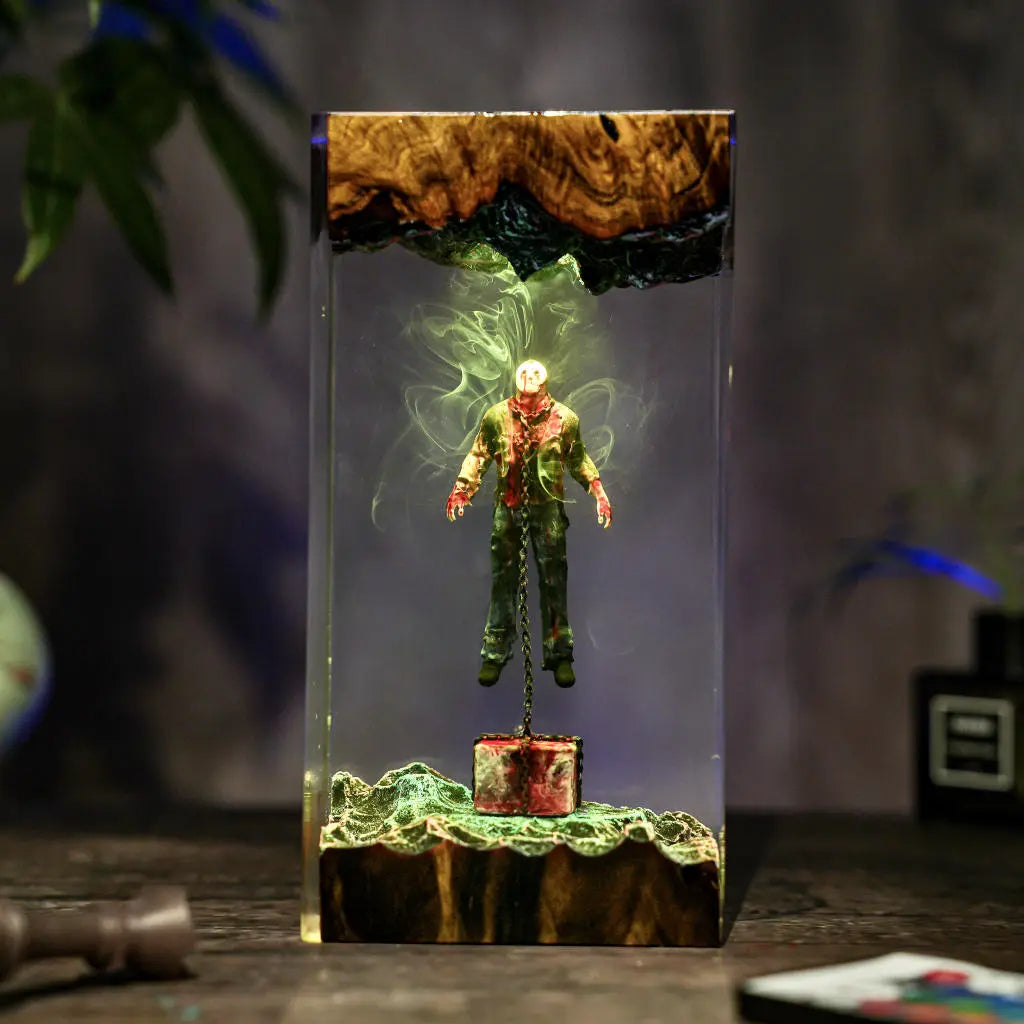 Chained Jason Voorhees Friday the 13th Halloween Resin Lamp