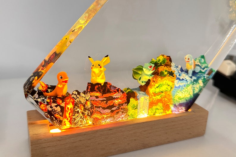 Charmander Squirtle Pokemon Resin Epoxy Lamp Night Light