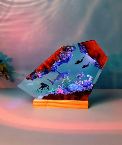 Ocean with Divers Resin Lamp