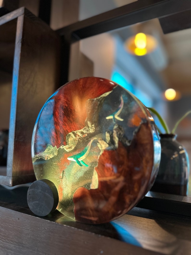 Whale and Scuba driver Resin Lamp