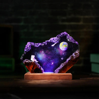 The Earth and Astronaut Epoxy Resin Lamp