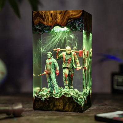Michael & Jason Halloween Resin Lamp