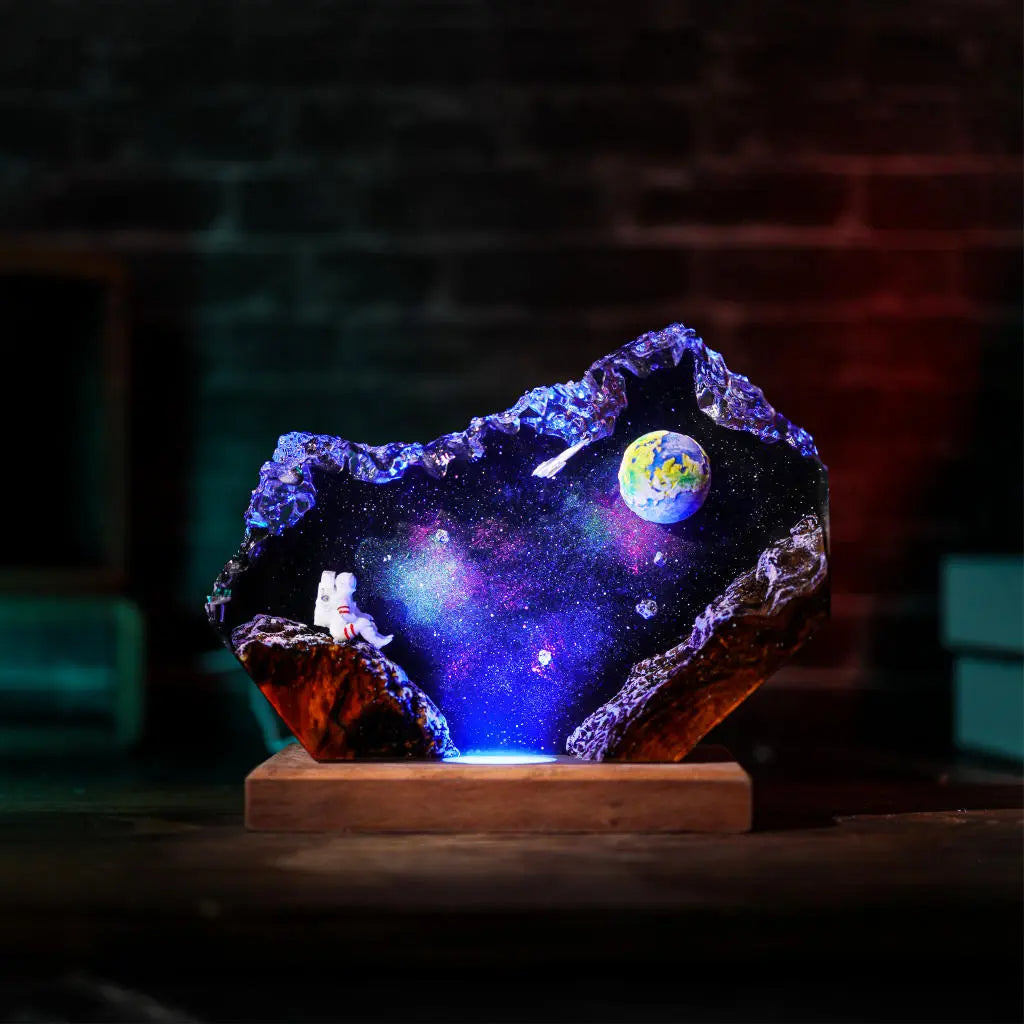 The Earth and Astronaut Epoxy Resin Lamp