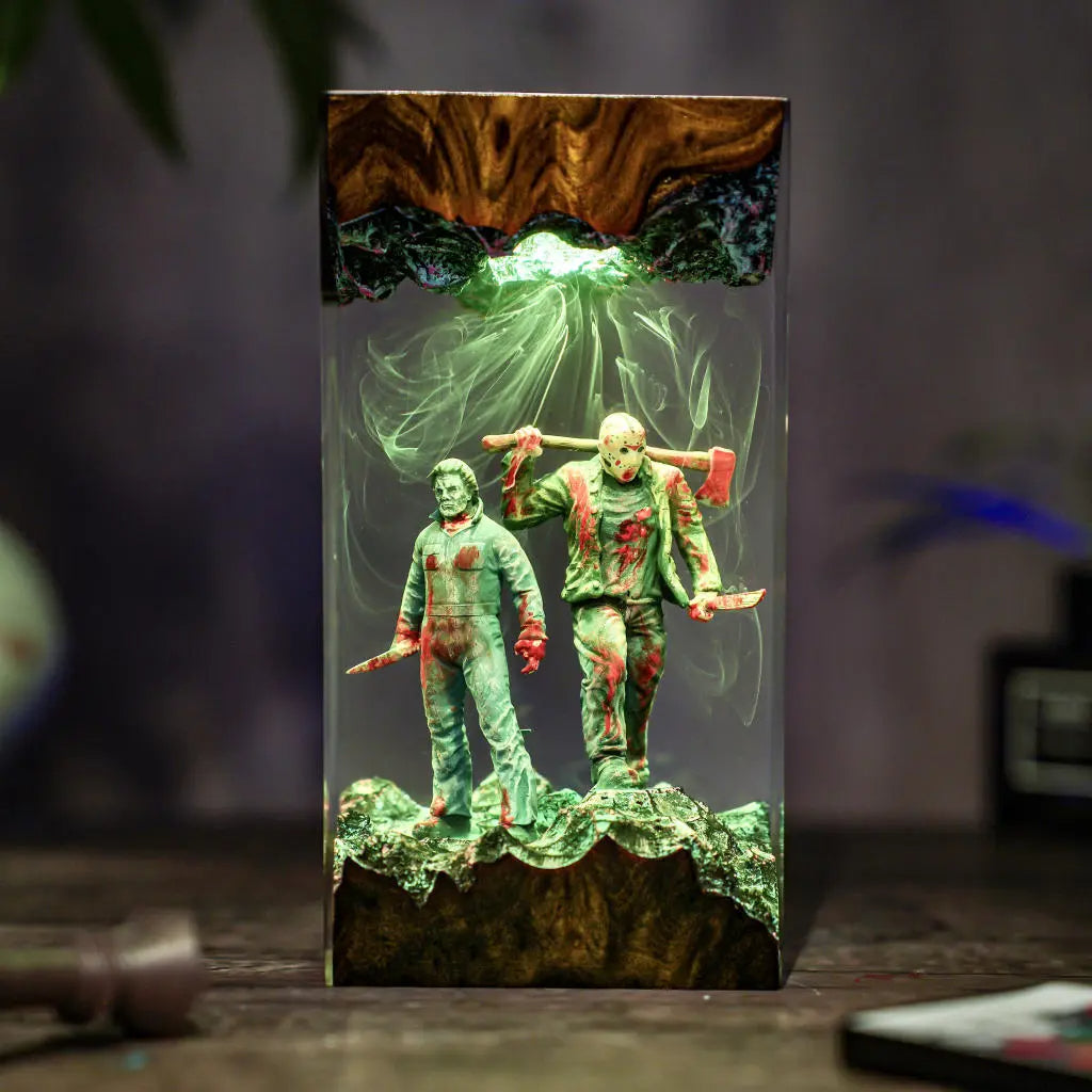 Michael & Jason Halloween Resin Lamp