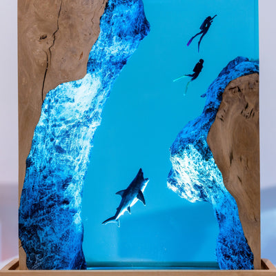 Scuba Diver Resin Lamp – rectangle