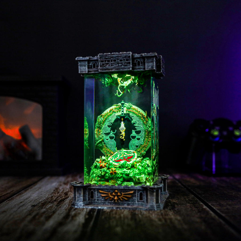 Zelda Shield And Master Sword Diorama Lamp