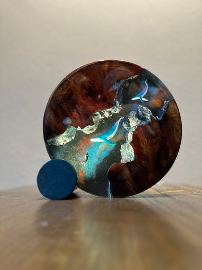 Whale and Scuba driver Resin Lamp