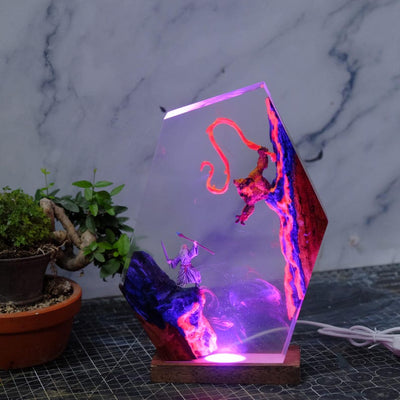 Grey Wizard VS Balrog Resin Lamp