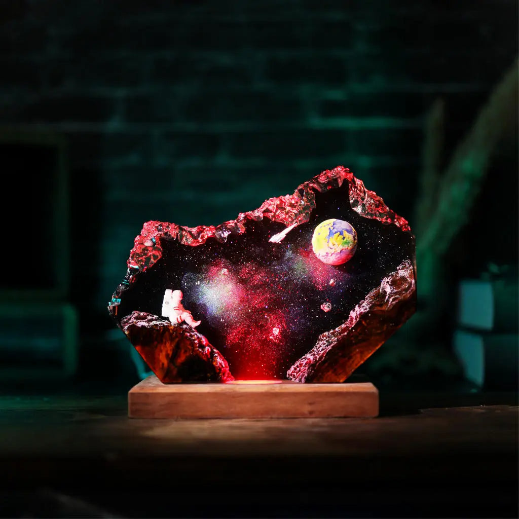 The Earth and Astronaut Epoxy Resin Lamp