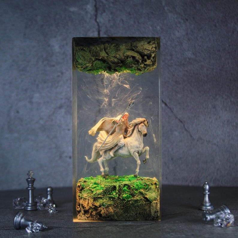 White Wizard Resin Lamp