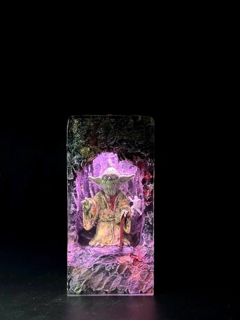 Deep Ocean and Master Yoda Resin Lamp