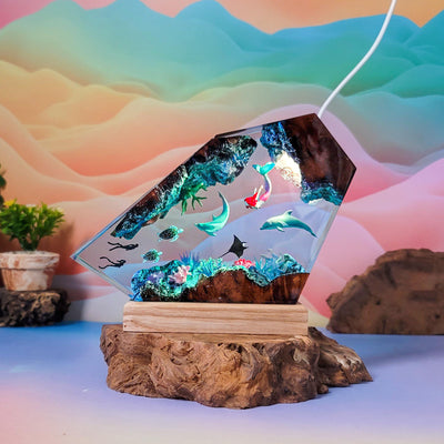Dolphin Mermaid Resin Lamp