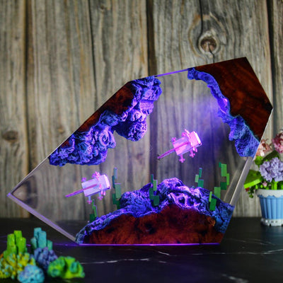 Axolotl Minecraft Resin Lamp