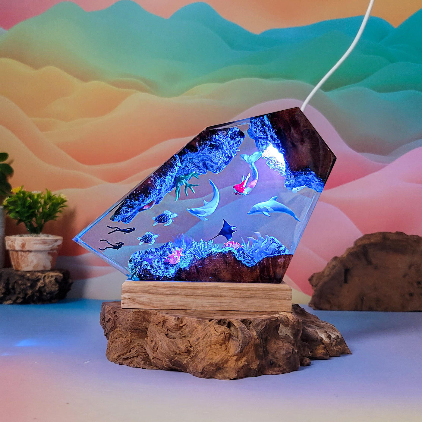 Dolphin Mermaid Resin Lamp