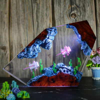 Axolotl Minecraft Resin Lamp