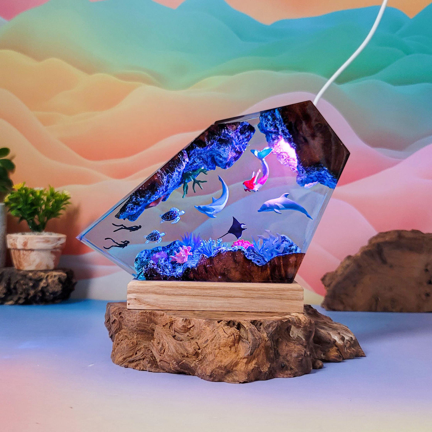 Dolphin Mermaid Resin Lamp