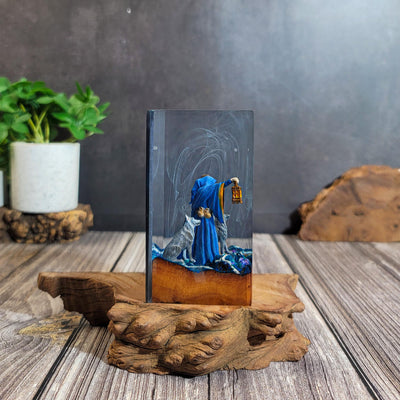 Wizard & Wolves in Enchanted Forest Resin Lamp