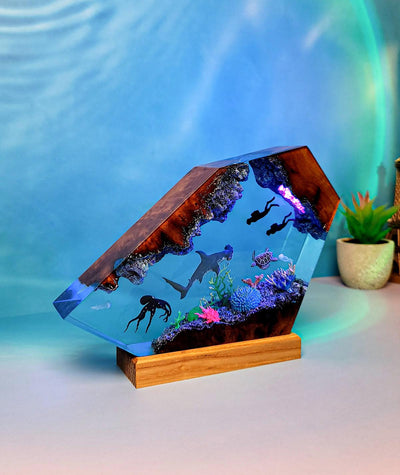 Ocean with Divers Resin Lamp