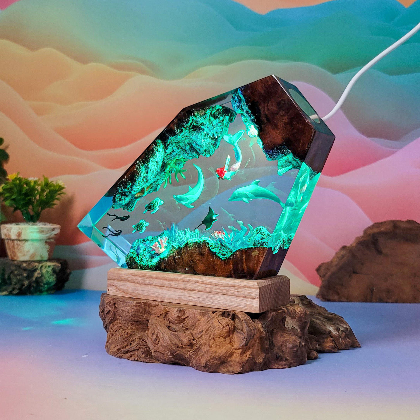 Dolphin Mermaid Resin Lamp