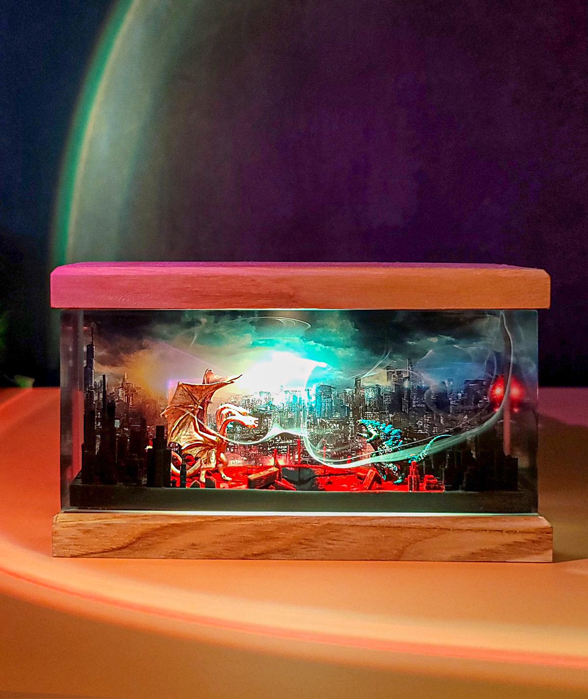 Three-Headed Dragon vs Godzilla Resin Lamp