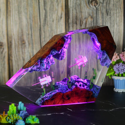 Axolotl Minecraft Resin Lamp