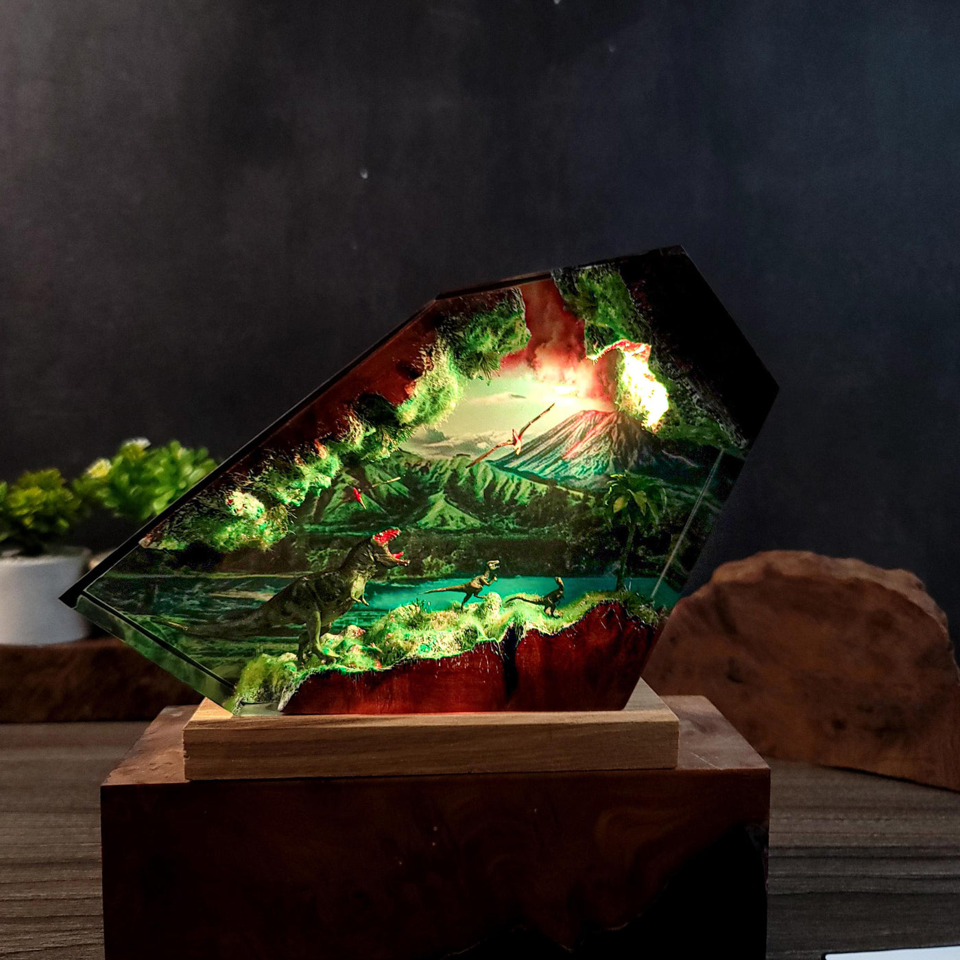 Prehistoric Dinosaur Resin Lamp