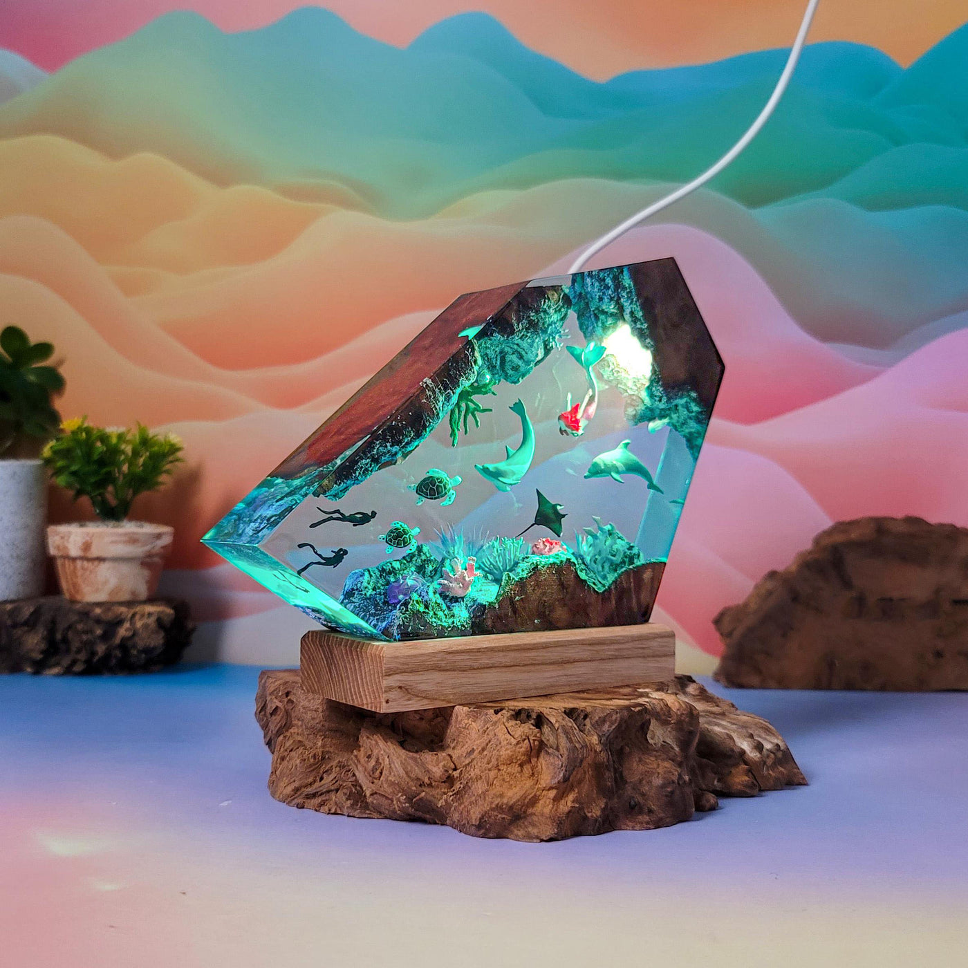 Dolphin Mermaid Resin Lamp