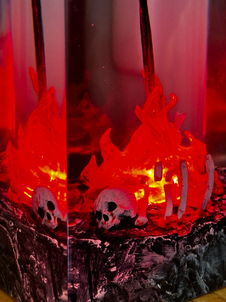 Red Fire Swords Resin Lamp