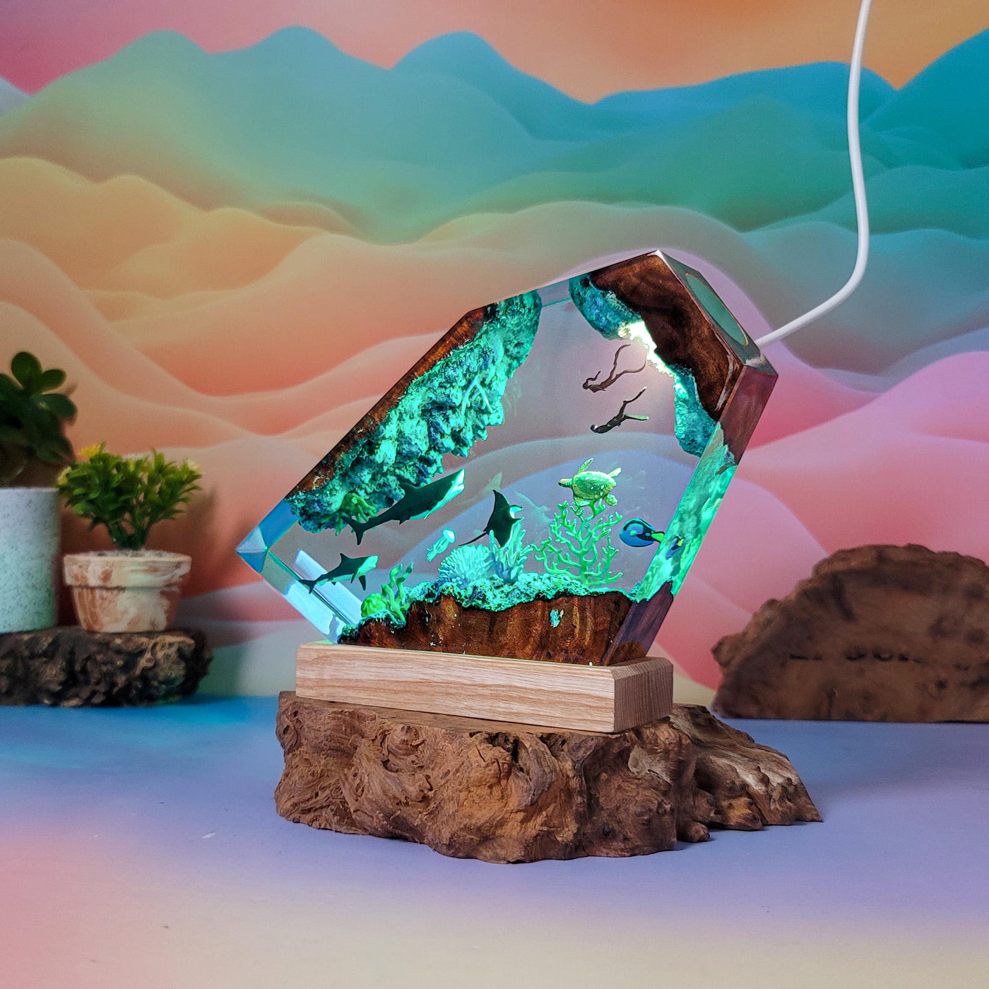 Shark Ocean Resin Lamp