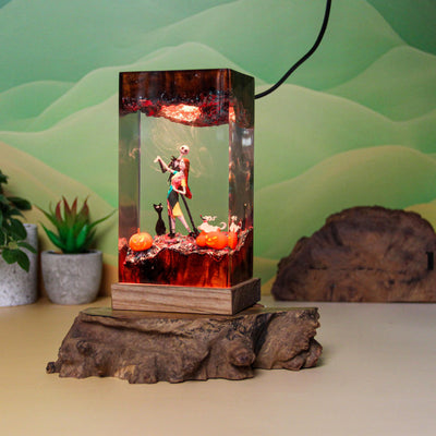 Halloween Skeleton Couple Resin Lamp