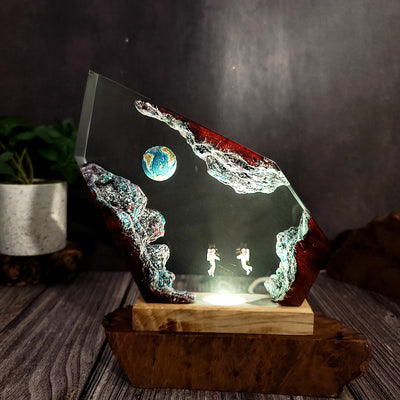 Earth and Space Scene Resin Lamp