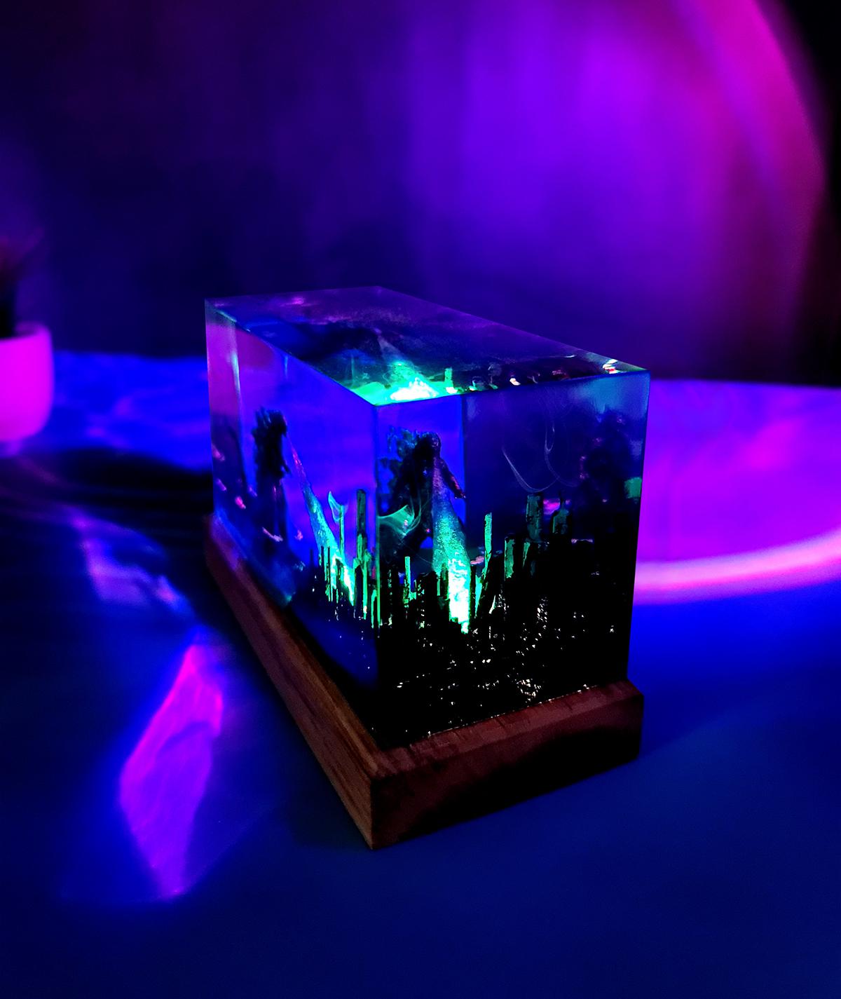 Godzilla Giant Sea Monster Resin Lamp