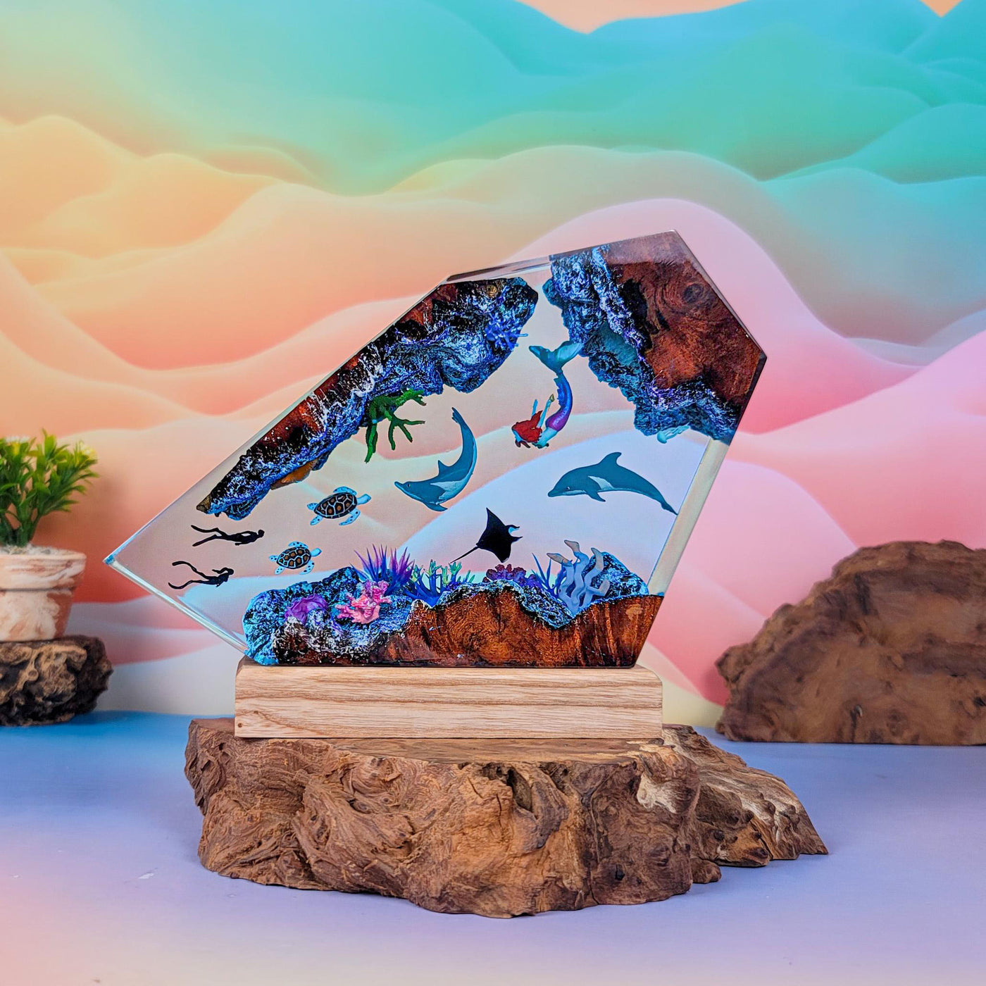 Dolphin Mermaid Resin Lamp