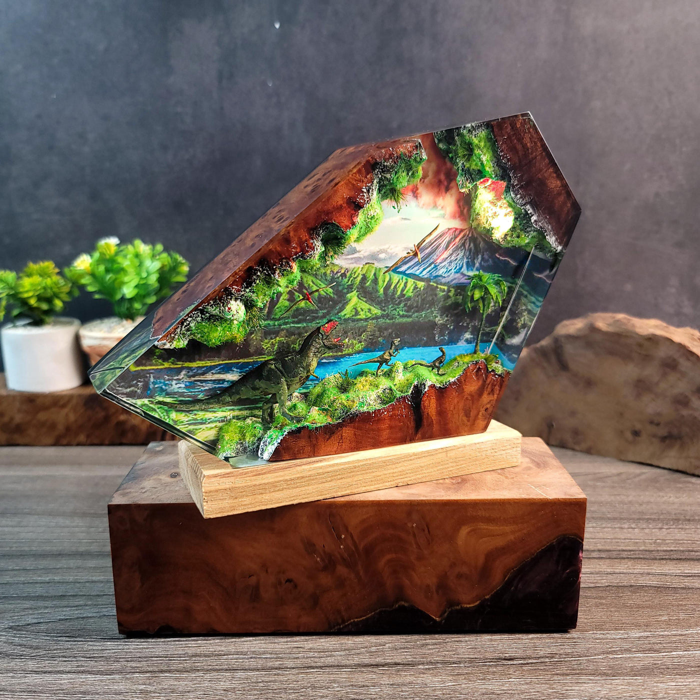 Prehistoric Dinosaur Resin Lamp