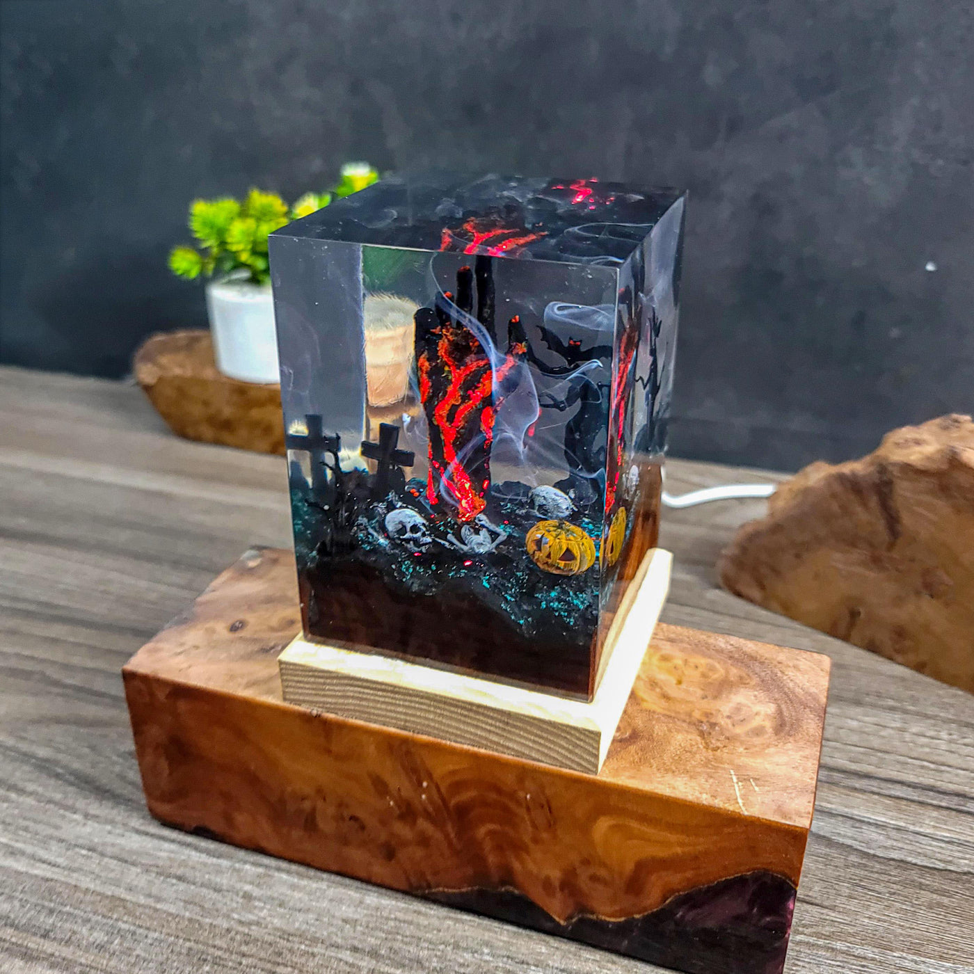 Devil Hand Halloween Resin Lamp
