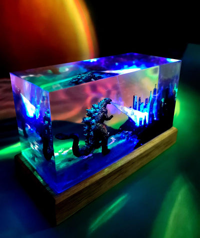 Godzilla Giant Sea Monster Resin Lamp