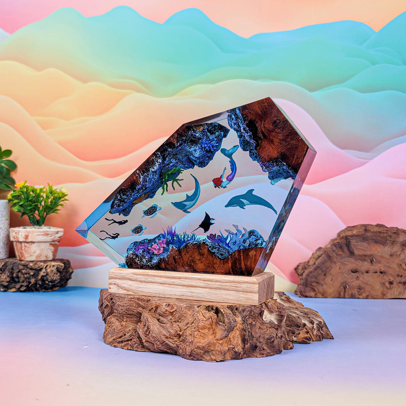 Dolphin Mermaid Resin Lamp