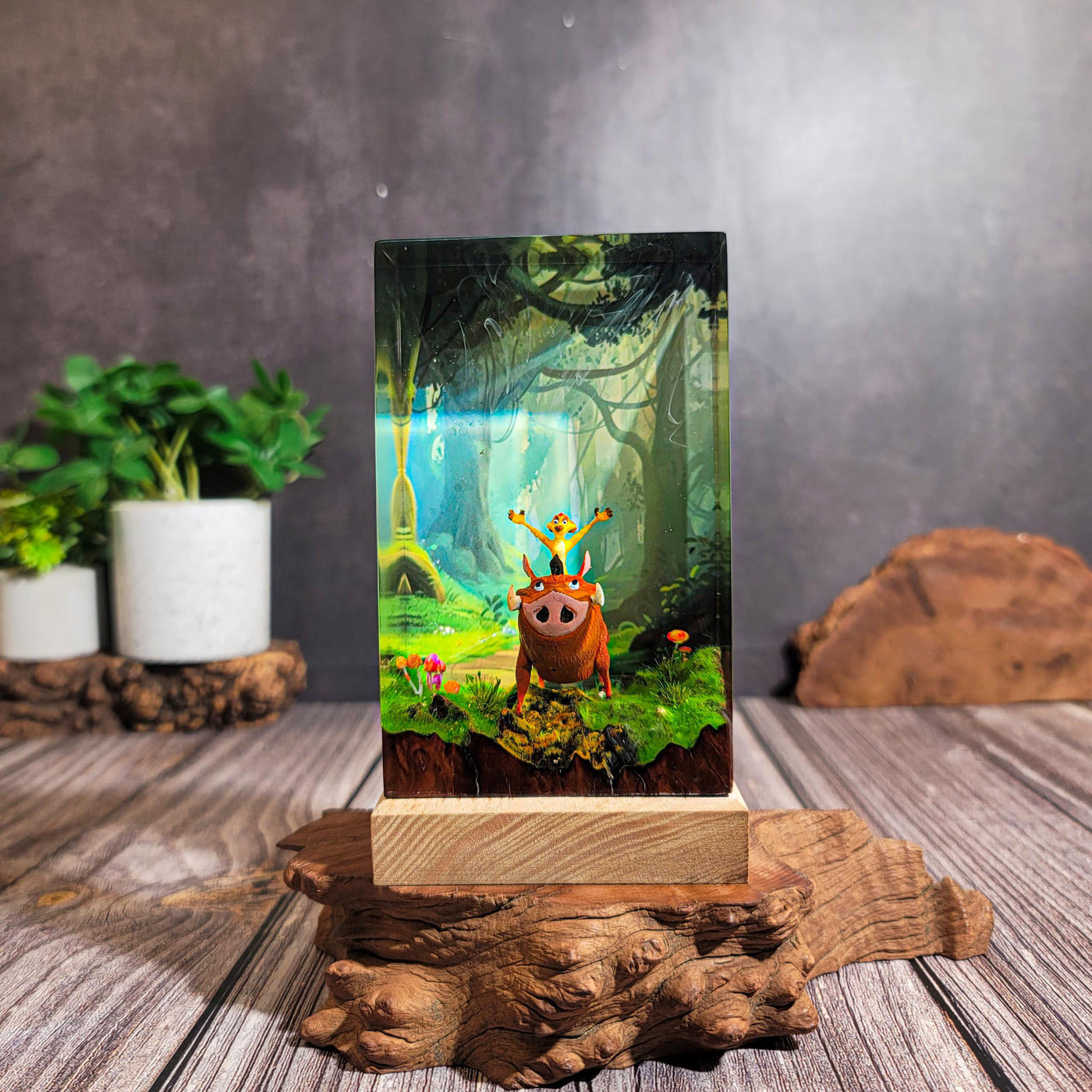Jungle Animal Duo Resin Lamp