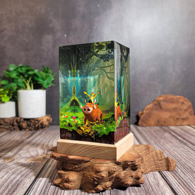 Jungle Animal Duo Resin Lamp