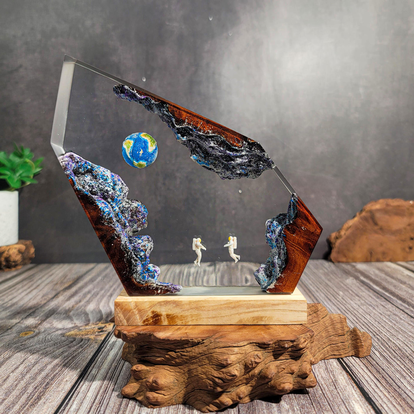 Earth and Space Scene Resin Lamp