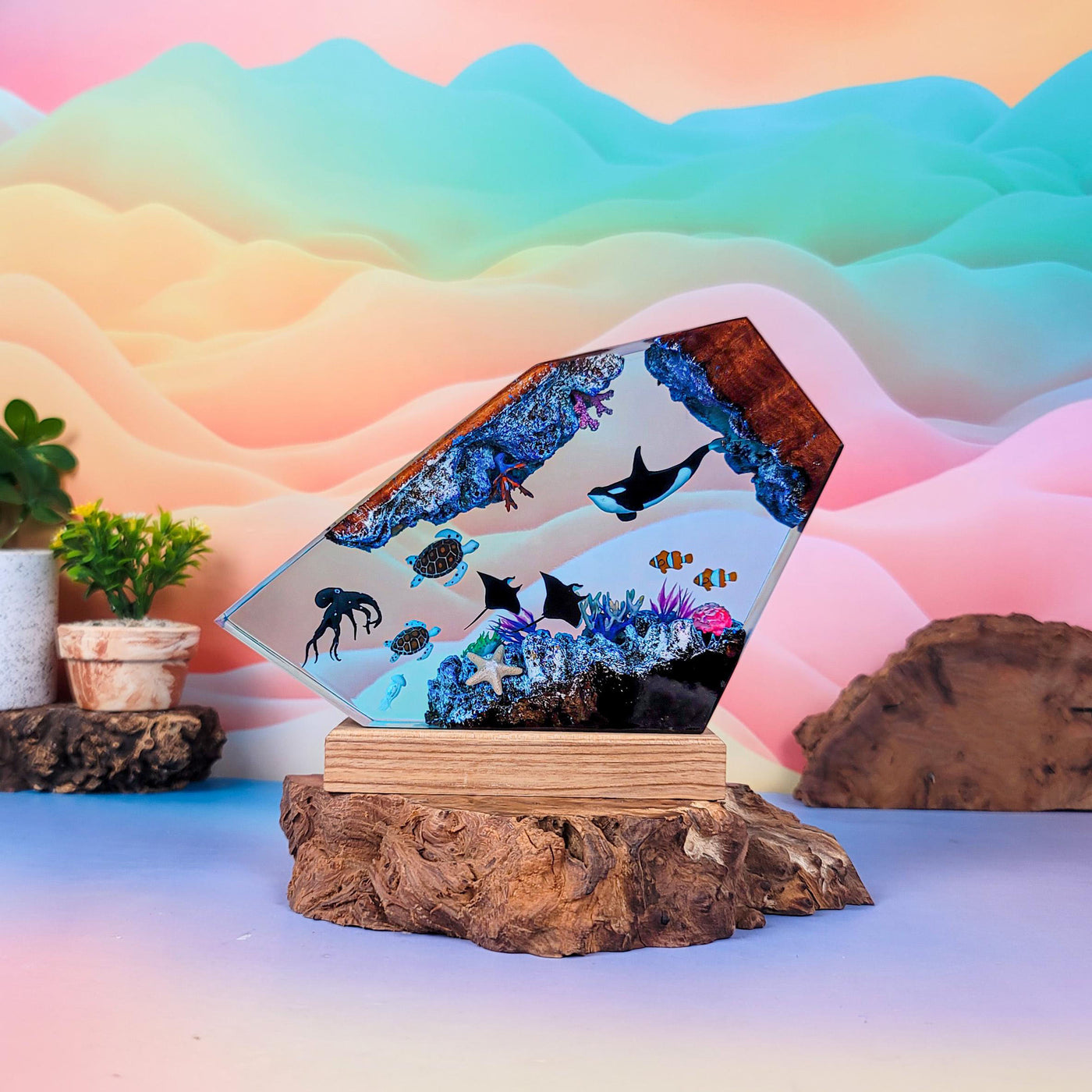 Orca Whale Ocean Resin Lamp