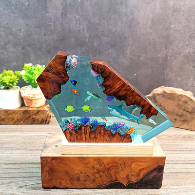 Ocean Resin Lamp with Sea Turtle