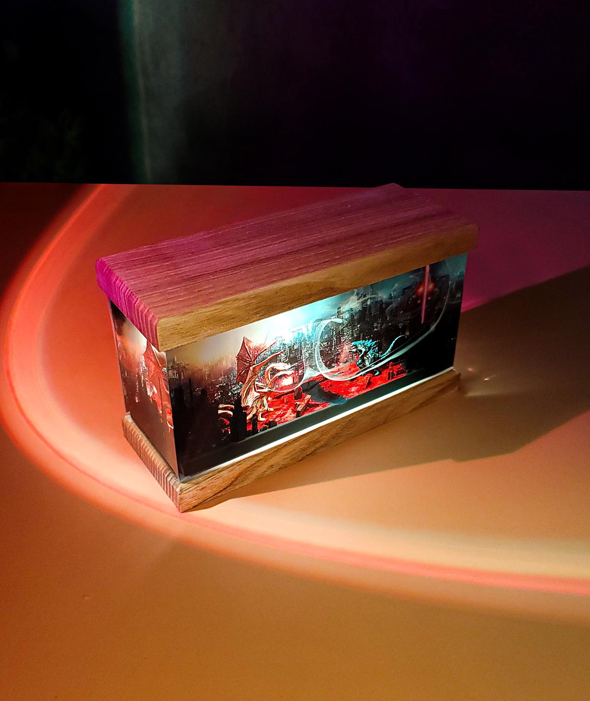 Three-Headed Dragon vs Godzilla Resin Lamp