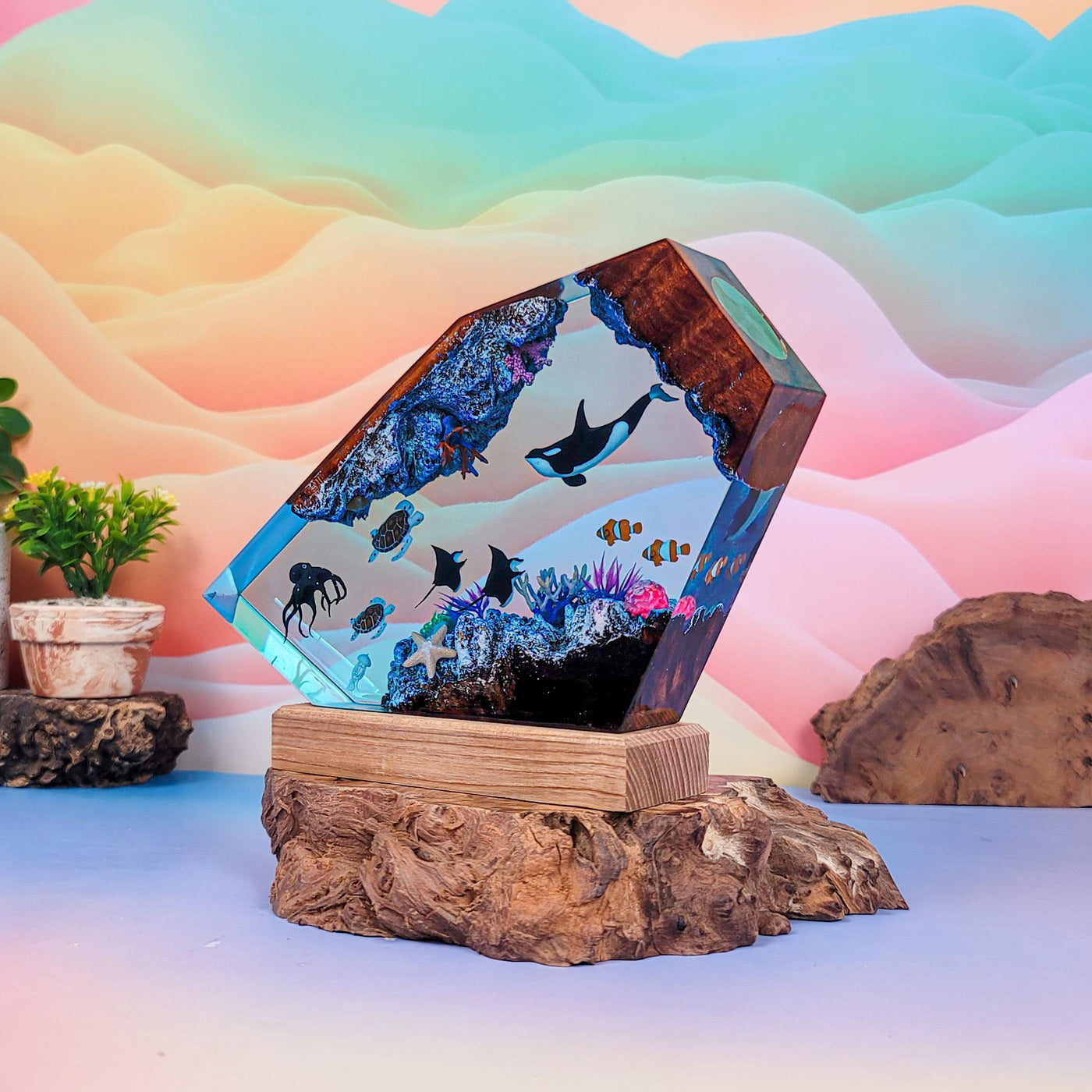 Orca Whale Ocean Resin Lamp