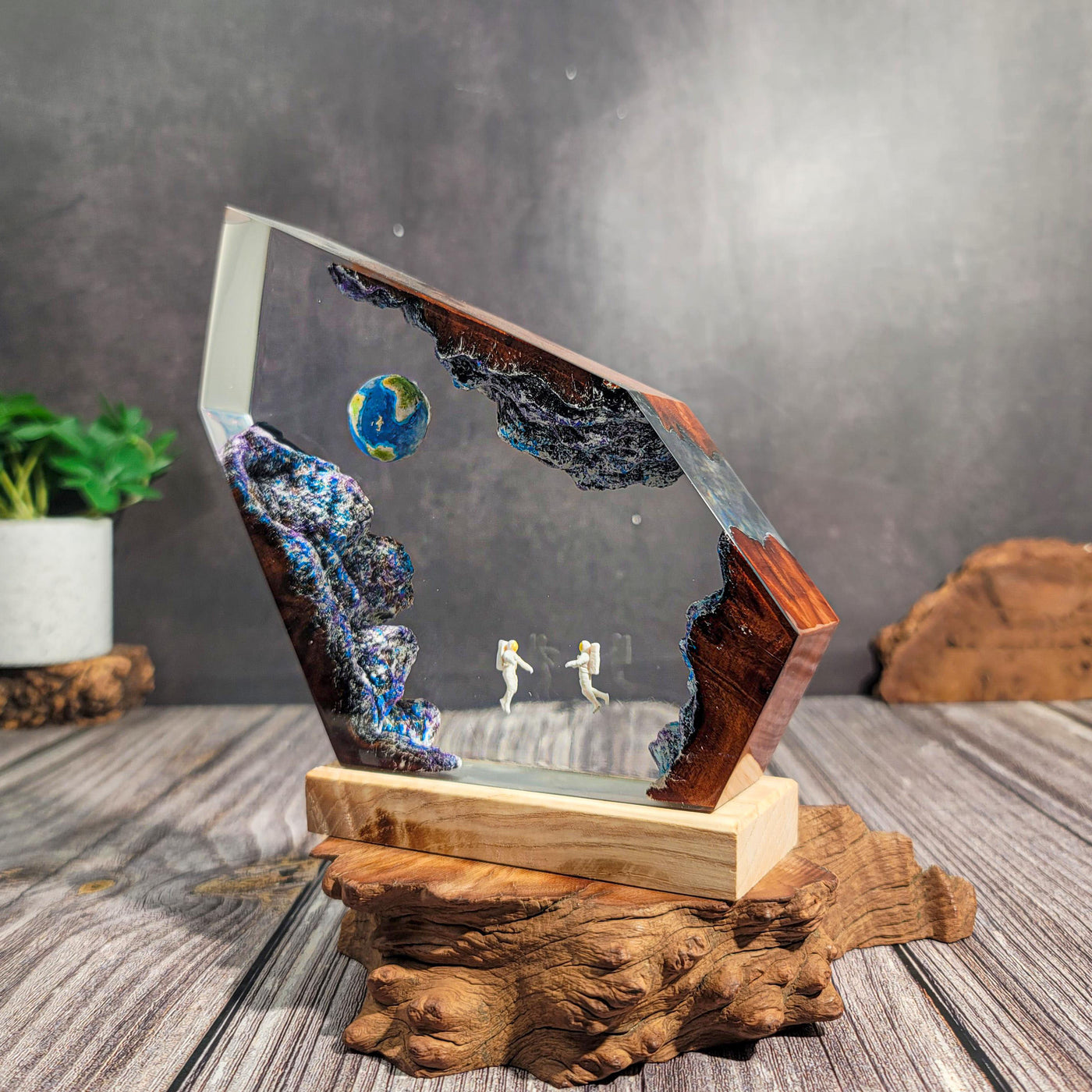 Earth and Space Scene Resin Lamp